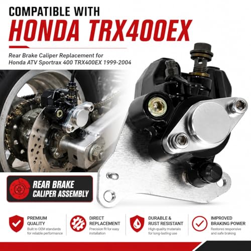 Image of Hoypeyfiy Rear Brake Caliper Replacement for Honda TRX400EX Sportrax 400 1999-2004, ATV Rear Brake Caliper Assembly, Replace ED-1043