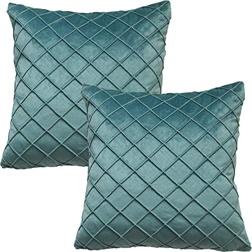 GONOVE Cushion Covers 55X55cm Soft Velvet Decorative Throw Pillow Cases Pack of 2 Square Pillow Covers Pillowcases with Invisible Zipper for Home Couch Sofa Bed Teal Green
