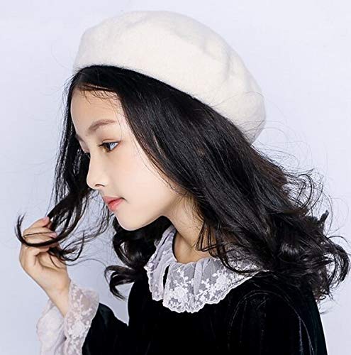 Brcus Kids Girls Wool Felt Flowers Beret Hat French Artist Beanie Cap2