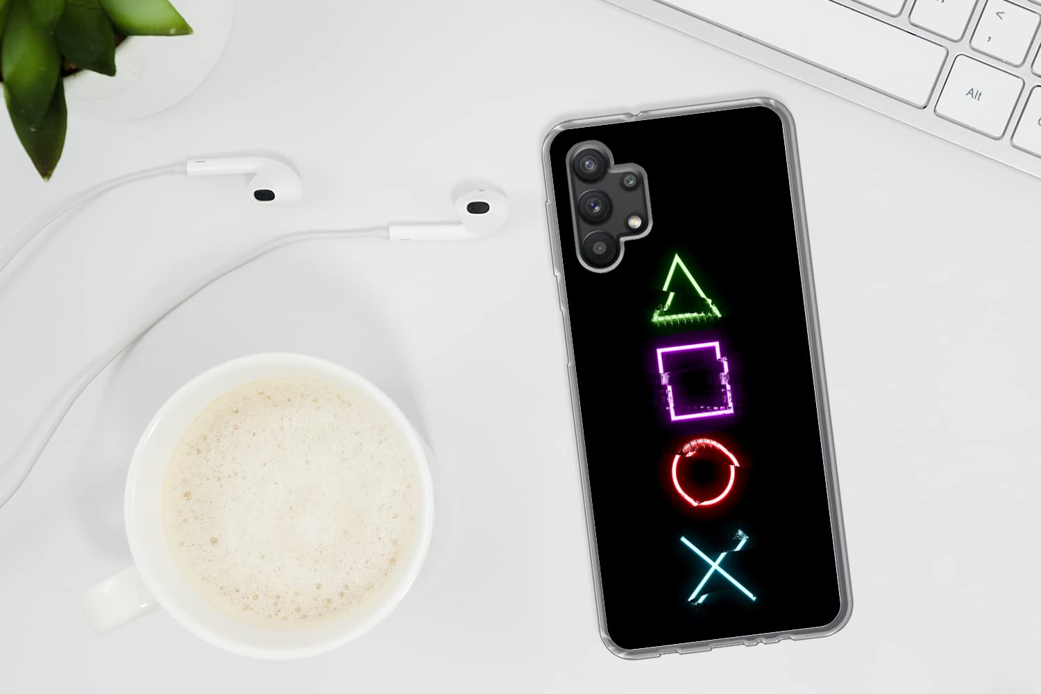 Funda para Samsung Galaxy A32 5G - Juego - Mando - Neón - Funda de Silicona/Funda Blanda para teléfono móvil