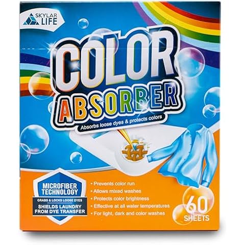 Skylarlife Color Absorber Sheets for Laundry, 60 Count, Prevent Clothes from Being Dyed, Fragrance Free Dye-Trapping Sheets Cover