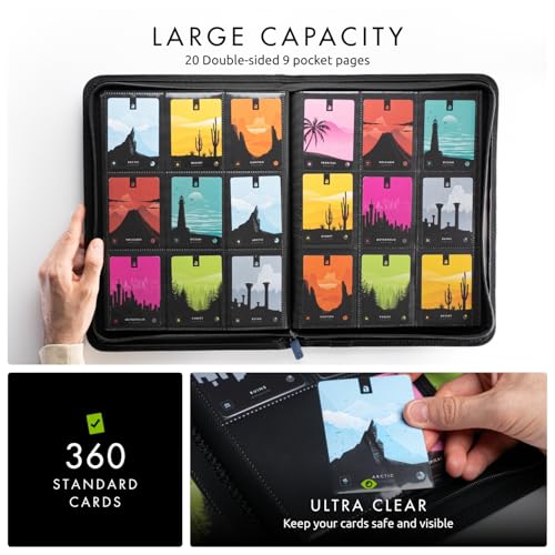 Image of Vault X 9 Pocket Zip Binder, 360 Cards, Exo-Tec Material, 20 Side-Loading Pages (Blue)