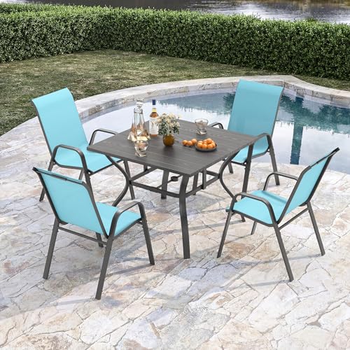 Image of Outdoor Patio Chairs Set of 8 Stackable Dining Chairs All-Weather Textilene Furniture Set for Pool Deck, Backyard, Garden