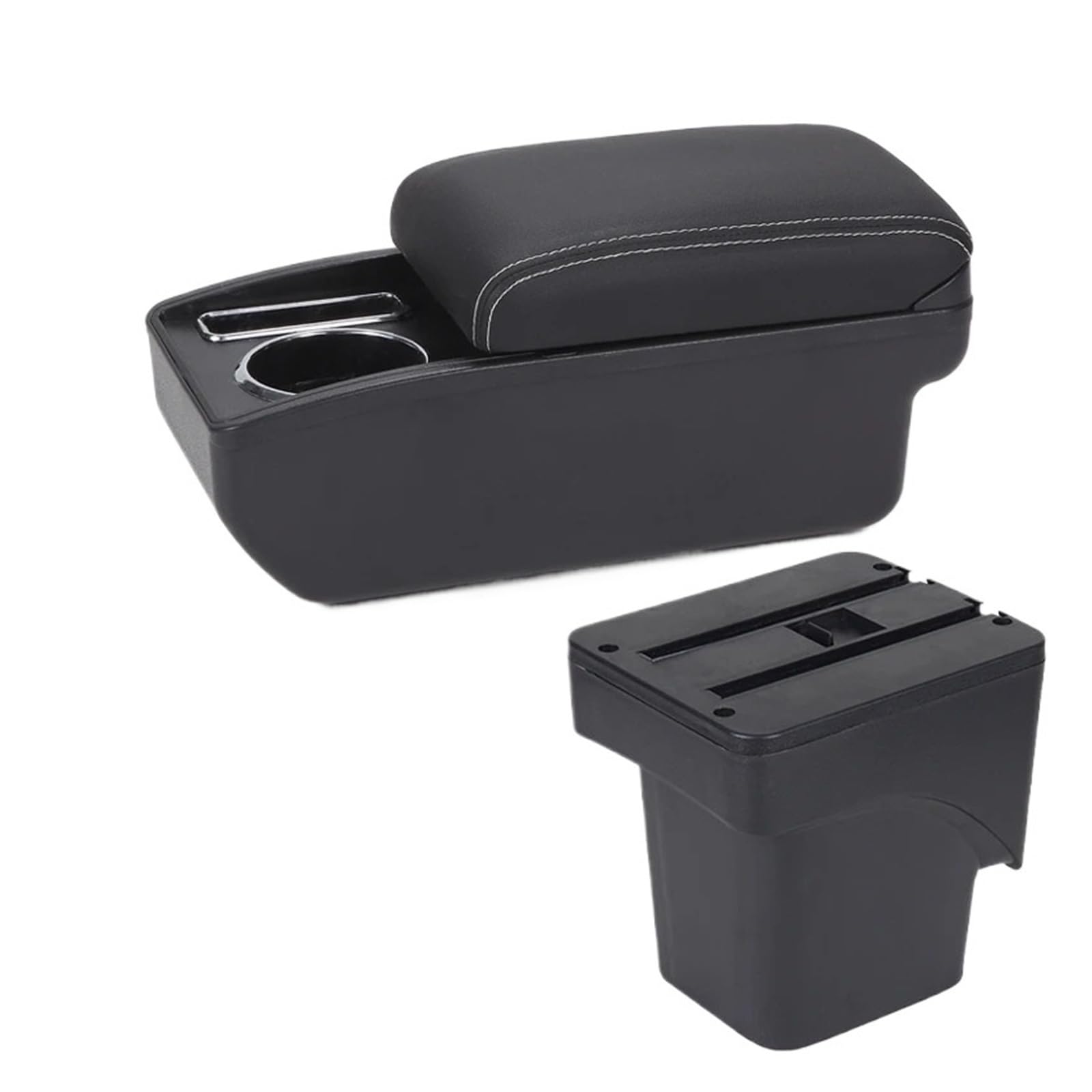 GBGWRMRYX Center Armrest Box For Focus 2 Mk2 Car Armrest Box Accessories Dedicated Interior Details Retrofit Parts Storage Box Arm Rest(C 3 Black white NOUSB)