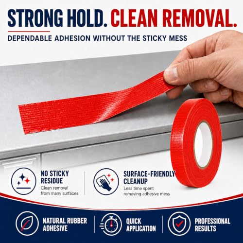 Image of GGR Supplies CDT-36 Industrial Grade Cloth Duct Tape, Red 3 Inch x 60 Yards, Waterproof UV Resistant Heavy Duty, Clean Removal with No Sticky Residue for Repairs, Packaging, and Bundling