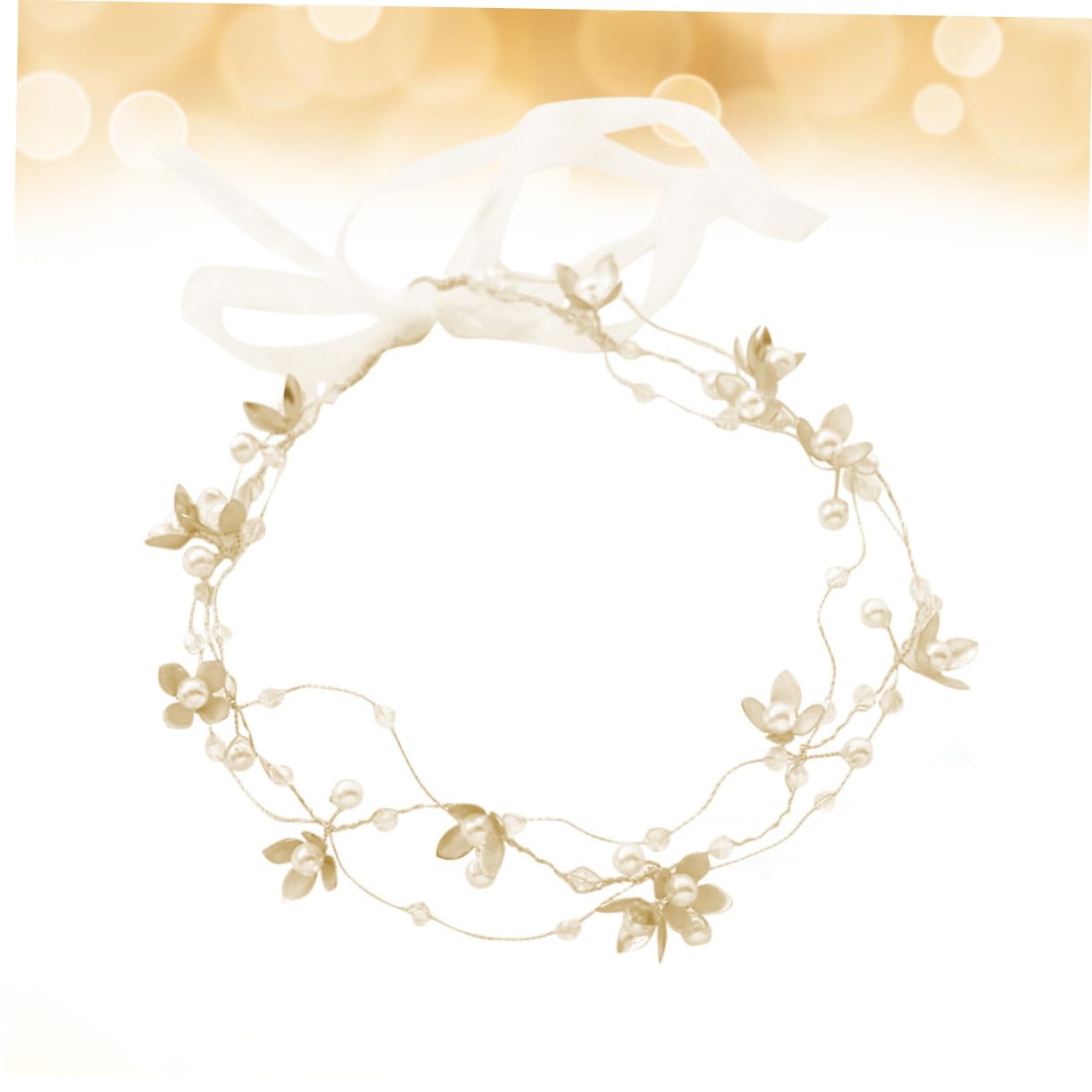 FRCOLOR 3piezas Diadema De Flores Doradas Para Novia Accesorio De Cabello Perlas y Cristales Tocado Elegante Para Bodas Especiales
