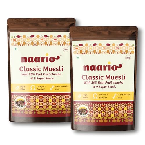 Image of Naario Classic Muesli | Zero Added Sugar | Real Fruit and Nuts | Keeps You Full 3-4 Hours | No Preservatives | Oat-Based | Ready in 2 Minutes | 500g