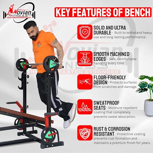 Image of TITAN-X 8-in-1 Pro Multifunction Adjustable Gym Bench with Barbell Rack & Leg Extension - Heavy Duty 2x2 Inch Frame, Incline /Flat /Decline Workout Bench for Home Gym Strength Training Home workout setup, Gym bench, (350 KG Capacity) ( jaguar Pipe use this machin, made by 2 /2 havy duty pipe )