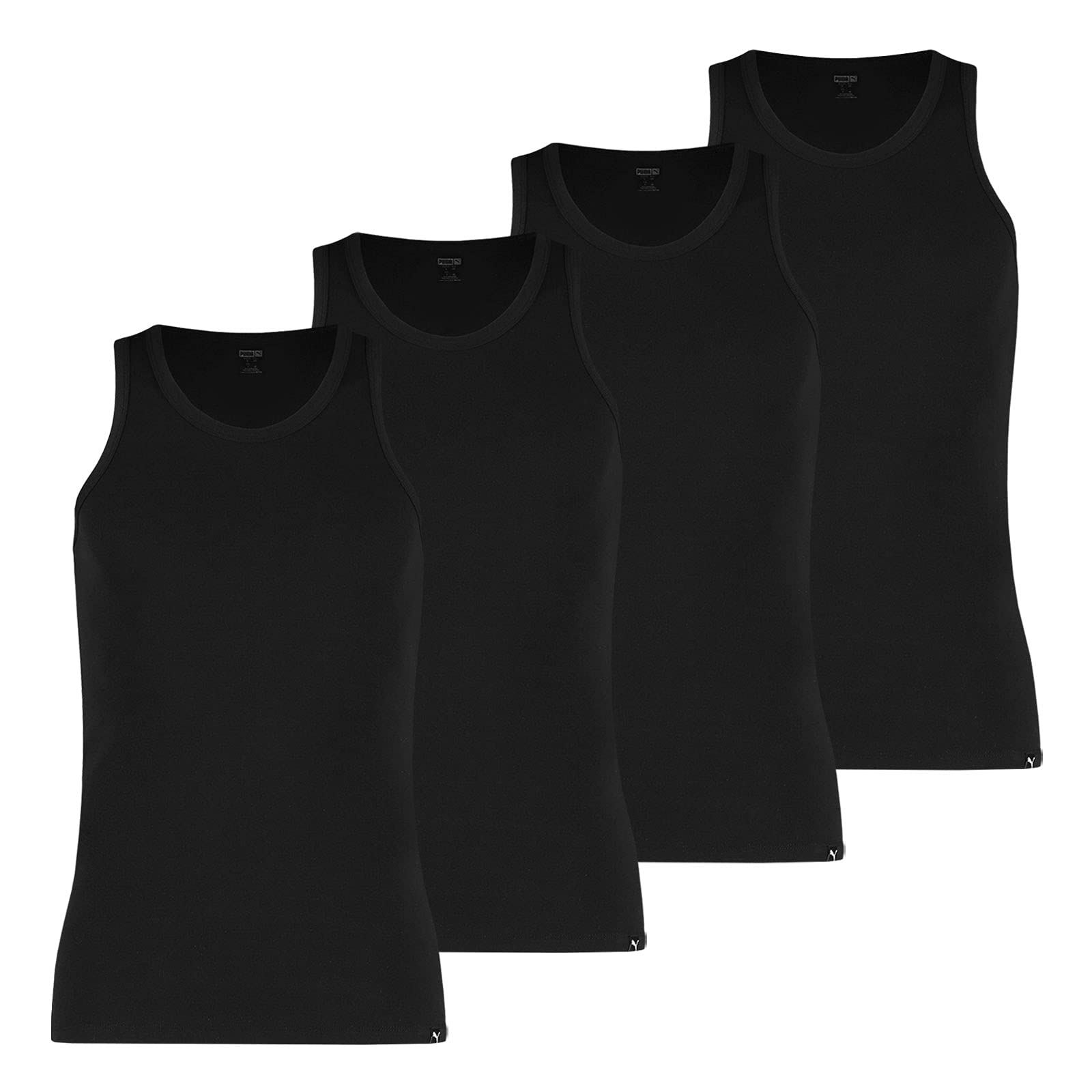 PUMA Herren Basic Tank Tops Unterhemden 100000891 4er Pack, Artikel:-002 White