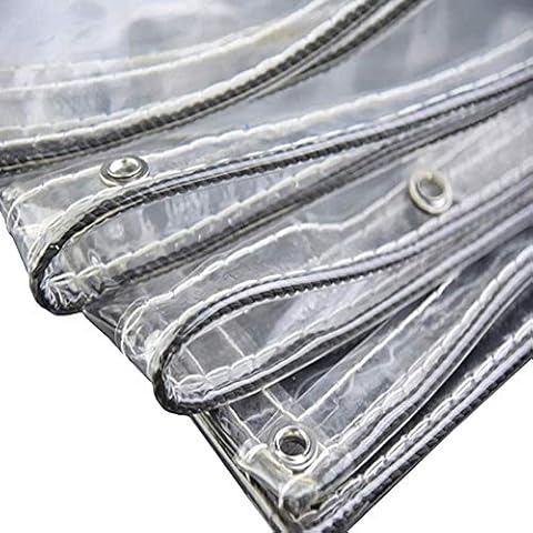 JXQ Heavy Duty Waterproof Clear Tarpaulin with Eyelets,Transparent PVC Outdoor Awning,Windproof Dustproof Rainproof Glass Clear Tarpaulin(0.3mm /400g/m²) (Size : 1.3x2.9m/4.3x9.5ft) Cover