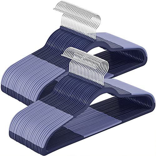 SONGMICS Clothes Hangers, Pack of 50 Plastic Coat Hangers, Space-Saving, Dark Blue Ash and Light Blue Ash UCRP050C05 Light Blue Ash 50 Pack