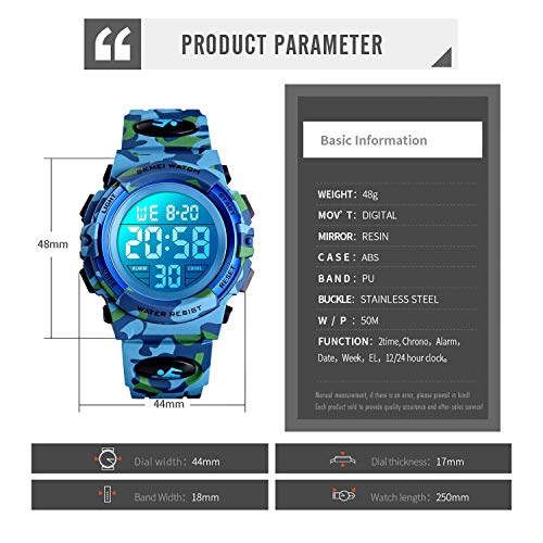 cofuo kids digital watch for boys girls boys watches ages 3-17sport outdoor watch for kid 50m waterproof analog multifunctional chronograph led alarm stopwatch silicone band kids gift
