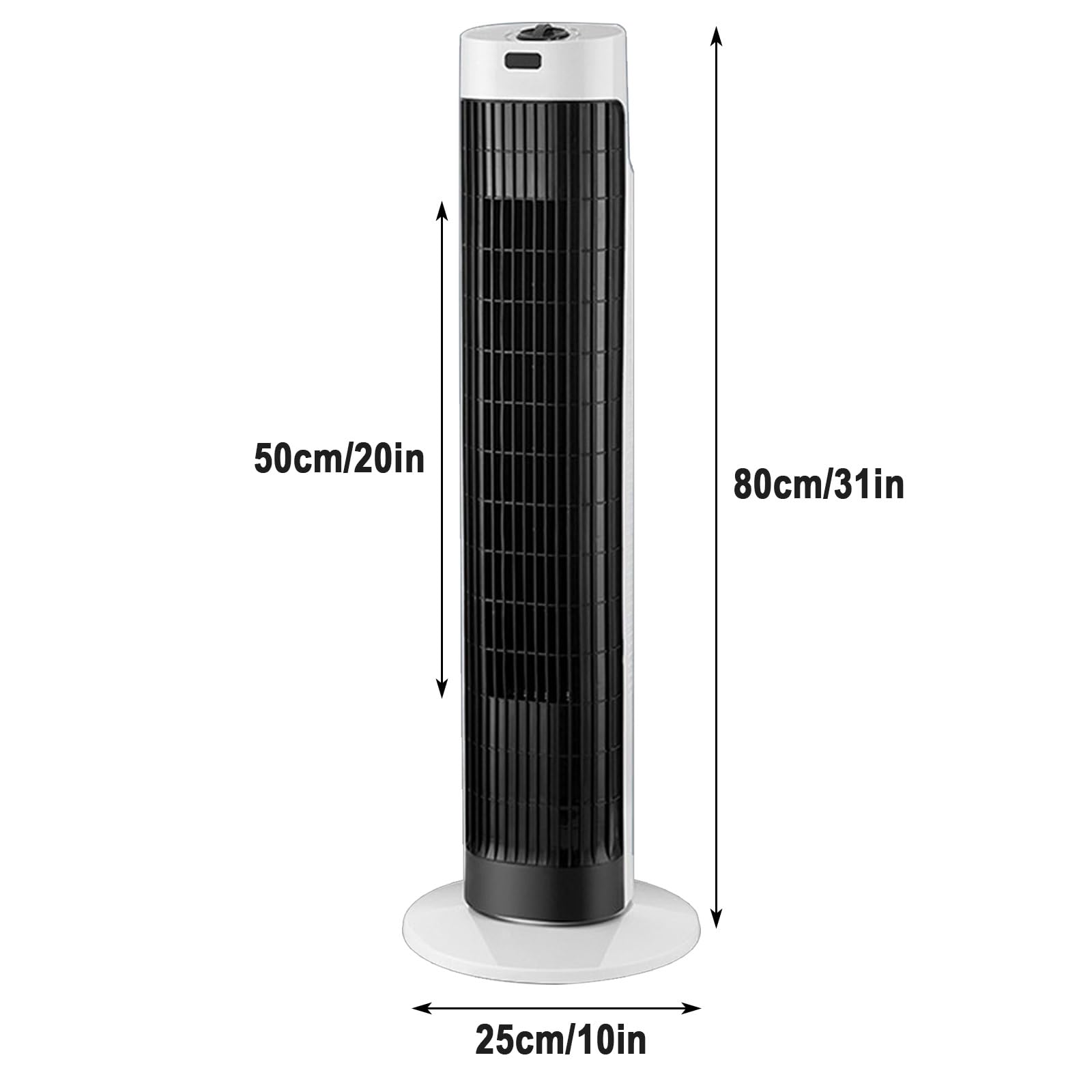 Wysoki Oscylacyjny Wentylator Wieżowy, Wylot Powietrza 50cm, Oscylacja 80° | Stojący Bezłopatkowy Wentylator Wieżowy, 80cm, 3 Prędkości, do Domu Sypialni Salonu Biura, 50W