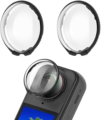 Insta360 X4 Compatible Lens Guard PC/Optical Glass Lens Cap Accessories Anti-Scratch Anti-Fog Anti-Scratch High Transmittance Easy Installation 9H Hardness Scratch Resistant Black-PC Lens Guard