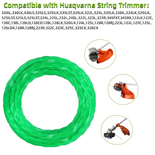 Image of THTEN String Trimmer Line 0.095 inch Compatible with Husqvarna 320iL,330LK,430LS,535LS,325iLK,225L,232L,322L,240L,323L,128L String Trimmer,157 Ft Pre-Cut Twisted Line 9 Pack