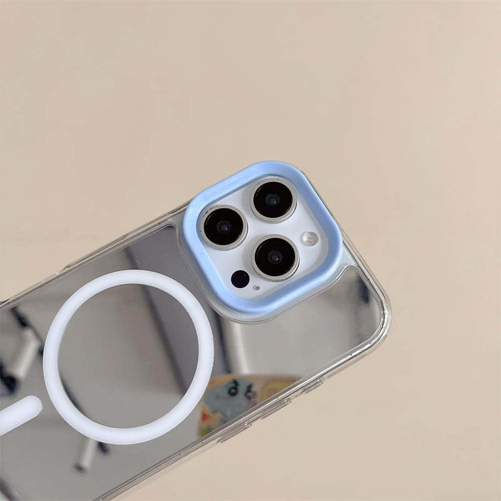 Naszyjnik Crossbody Smycz Lustrzane Magnetyczne Etui na Telefon Do iPhone 16 15 14 13 Pro Max Akrylowe Twarde PC Tylna Obudowa, Białe, Do iPhone 13Pro Max