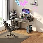 DLisiting Small Desk with Fabric Drawers for Bedroom, 32 Inch Gaming Desk with 2 Drawers for Small Space, Study Writing Table PC Desks, Black - Image 4