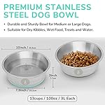 LumoLeaf Hundenapf Edelstahl Groß φ26cm, 2 x 3000ml Futternapf mit rutschfestem Silikonboden, Metall Wassernapf für Grosse, mittelgroße Hunde, Fressnapf Hund Spülmaschinenfest (Doppel Hundenapf) – Bild 2