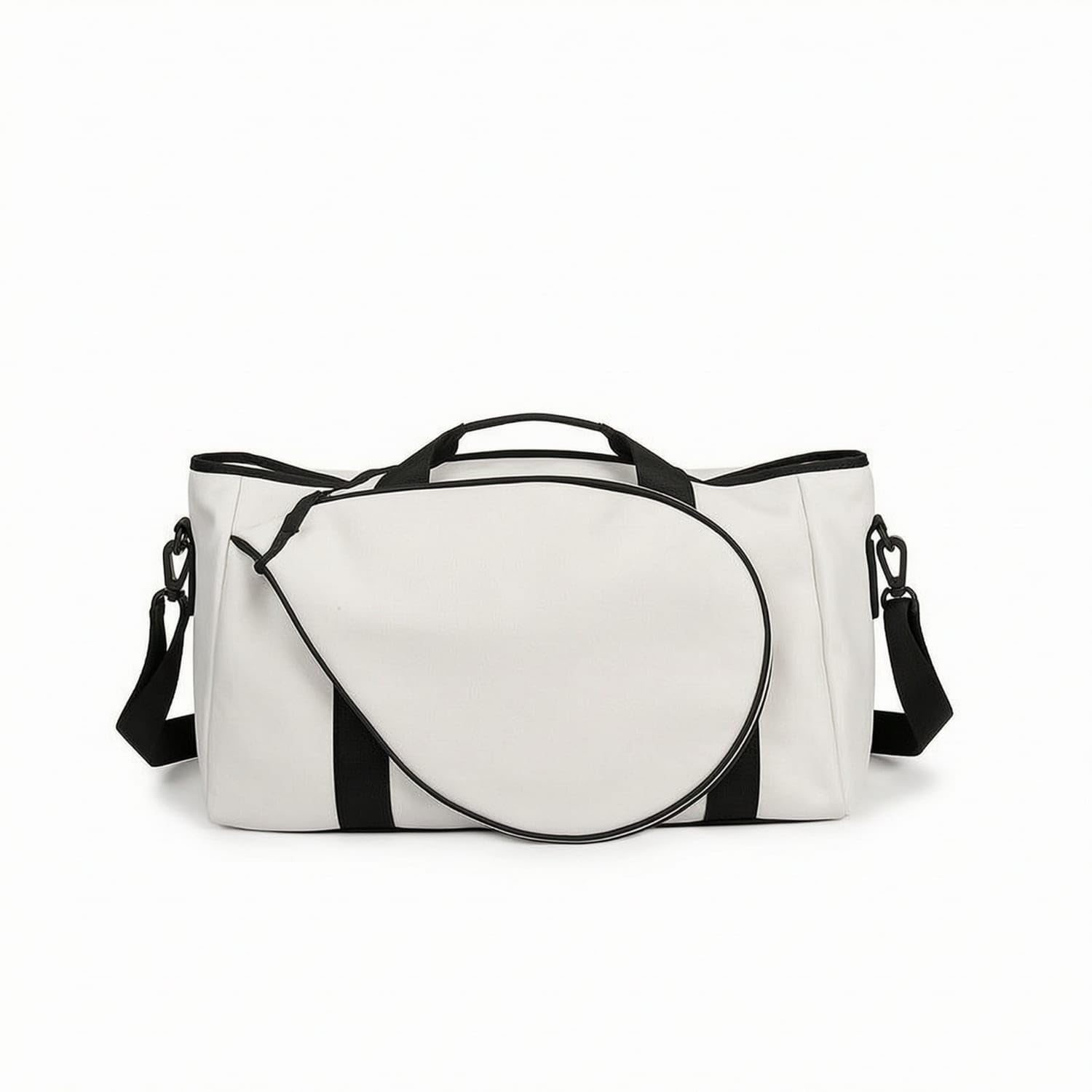Zippered Racket Bag with Shoulder Strap Rectangular Badminton Racket Bag Crossbody Minimalist for Students, Court, Training, White-image-6
