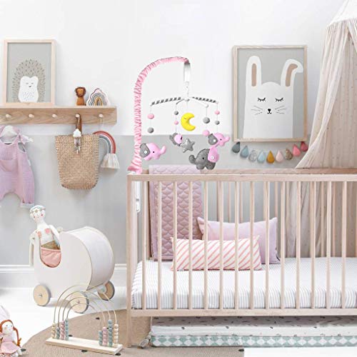 Everlove | Elephant Musical Crib Mobile For Baby Girls | Digital Music Box With 15 Lullabies (Pink Theme) #TOP5
