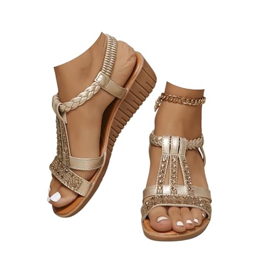 Wedge Sandals for Women Low Heel Bohemian Sandals Dressy Summer