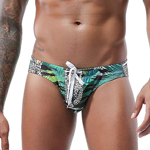 AIMPACT Mens Bikini Swimwear Sexy Swim Briefs Low Rise Swimming Bathing Suit for Men(LeopardL(XL))