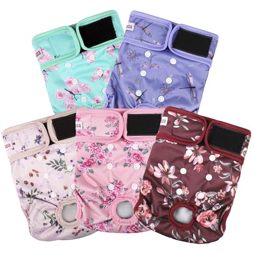 Image of Washable Reusable Female Dog Diapers(5 Pack) Small Medium Large Doggie Puppy & Doggy Dog Diaper, Period Panties in Heat Small Butterflies and Dragonflies