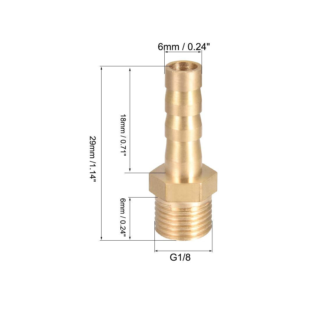 Raccord Laiton 6mm Barbelé X G1/8 Mâle - 2 Pièces - Uxcell - Neuf Pour Tuyaux