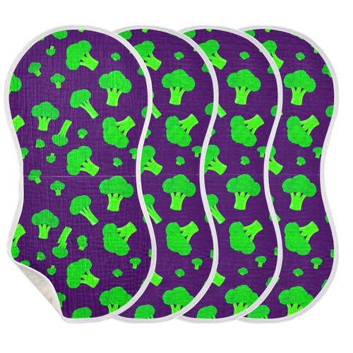 MCHIVER Broccoli Vegetable Purple Baby Burp Cloths Cotton Washcloths Soft Absorbent Burping Rags for Baby Girls Boy Newborn Towel 1 Pack3