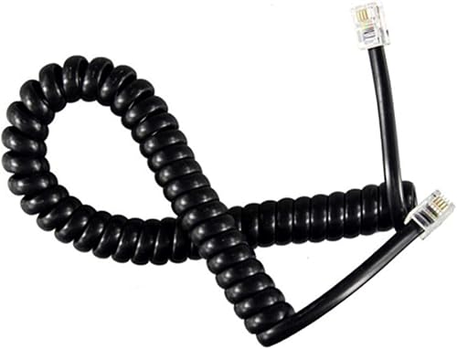 Miniatura 2 de Cable de teléfono Teléfono Receptor RJ9 Cable de bobina de alta elasticidad Cable rizado de 10 pies sin enrollar (1.2 pies en espiral) - Negro