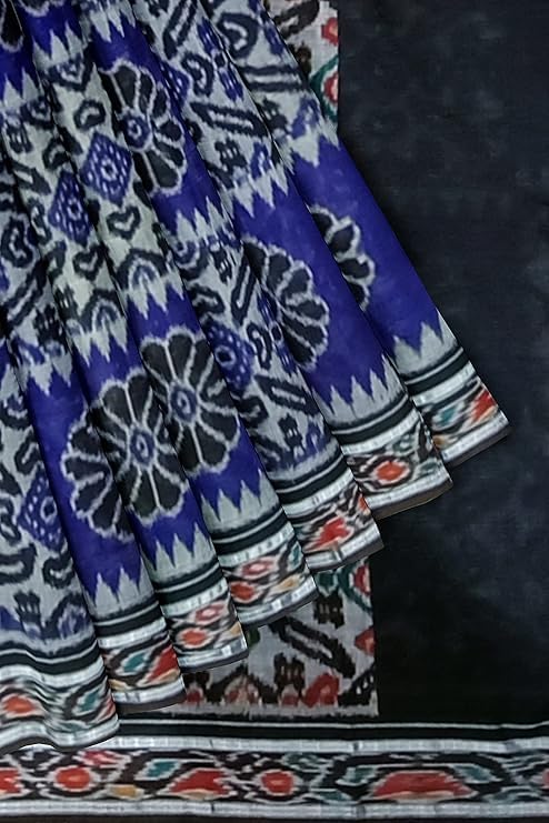 Image of Ikat Women's Cotton Saree, Handmade Pure Cotton Khandua Saree, Ikkat Orissa Traditional Handloom Saree without Blouse