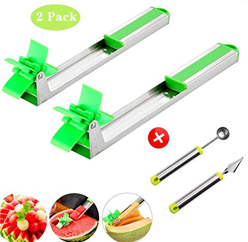 [2 Kit ]Pastèque Windmill Kit de Coupe,Couper Le Melon Fruit, Coupe fruits trancheuse de Fruits en Acier Inoxydable,Moulin à Vent de Coupeur de Pastèque,trancheuse à Melon pour Couper Le Fruit