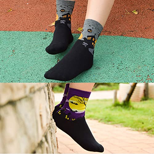 Leotruny Women's Halloween Colorful Cotton Socks 5-Pack (Women Shoe Size:5-9, 5Pairs-Multicolor) #TOP3