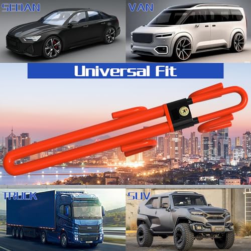 Heavy Duty Steering Wheel Lock,Universal Car Anti Theft Lock, with Twin Bar Hook Steering Wheel Lock,High Security ,Anti-Theft Car Security Device for Car, Van & Caravan with 2 Keys (Red) - Image 5