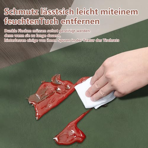 HELI MIAO 6er Set Tischset aus Leder-Imitat，Platzsets abwaschbar und wasserdicht，Platzdeckchen Lederoptik mit Untersetzer… – Ansicht 4