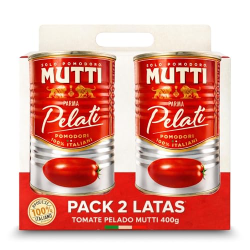 Tomate Pelado, Salsa Tomate Italiano, Para platos tradicionales mediterráneos, Elaborado con tomates pelados, zumo de tomate, Sin Gluten, Sin Lactosa, Sin huevos, Vegano, Contiene 2 Latas de 400 gr