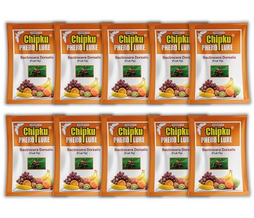 Image of Chipku Fruit Fly Lure Pack of 10 Insect Traps for Agriculture | Bactrocera Dorsalis Pheromone Attractant for Mango, Papaya, Guava, Chiku, Citrus & Other Fruit Crops