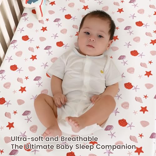 Image of david's kids 3 Pack Fitted Crib Sheets, Ultra Soft Breathable Comfortable Baby Sheet Set for Boys Girls Neutral, 28x52 Inch Fits Standard Crib and Toddler Mattresses, Beach