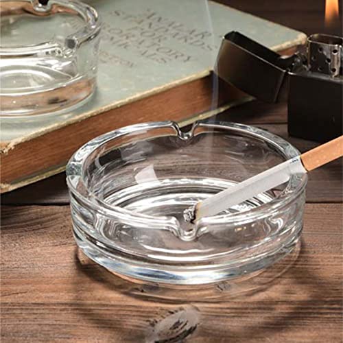 Glazen asbakken voor sigaretten ronde outdoor solide eenvoudige en praktische transparante draagbare decoratieve moderne asbak voor thuiskantoor binnen buiten pubs patio gebruik (Pack van 1) - Afbeelding 3