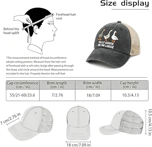 Image of Funny Goose Hat Silly Goose On The Loose Trucker Hat Women Vintage Mesh Cap for Summer