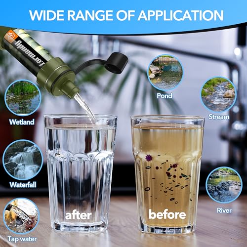 Image of Water Filter Straw - Personal Water Purifier, Camping Water Filtration System, Straw Water Purification - Outdoor Emergency and Survival Gear for Hiking, Camping and Travel (2pcs)
