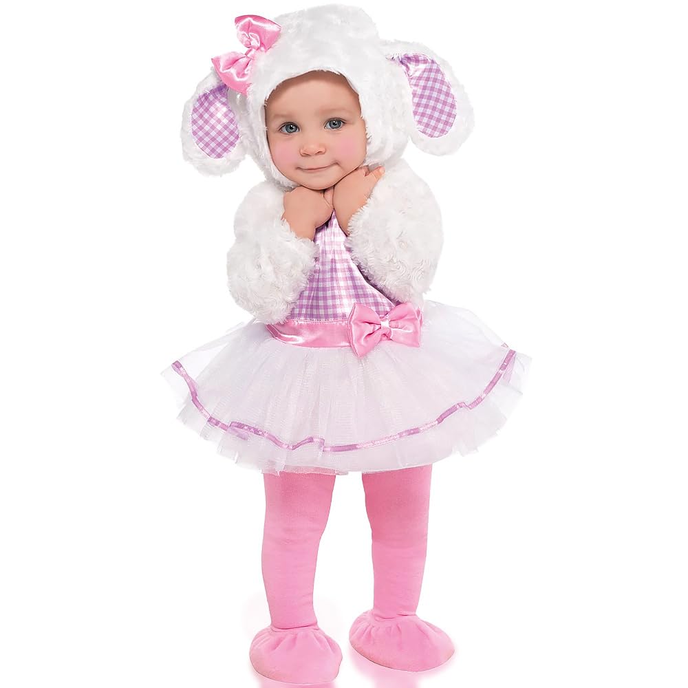 AmscanBaby Little Lamb Halloween Costume for Infants, Includes a Dress, a Hood, Tights and Booties