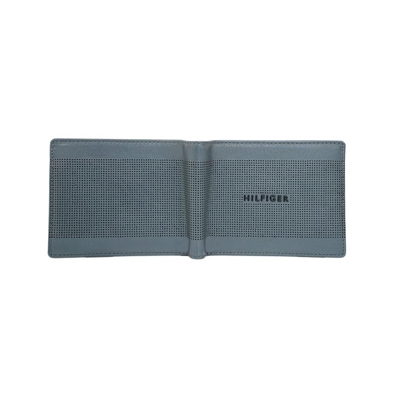 Image of Tommy Hilfiger Men's Benin Global Coin Wallet - Grey | Laser-Etched Leather | Compact Design| Purse for Men | Ideal for Gifting
