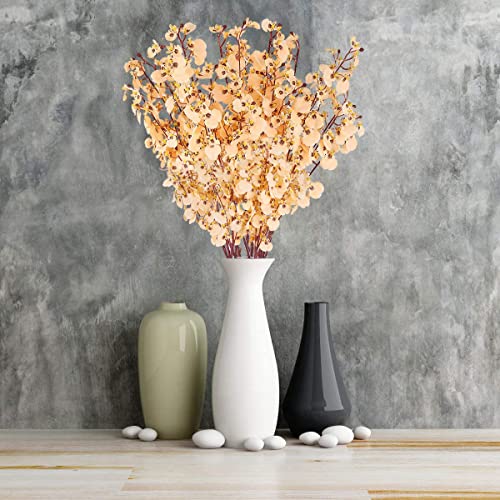 Hantajanss Artificial Orchids Silk Flowers, 8 Pcs Orchids Silk Fake Flowers In Bulk Flowers Artificial For Indoor Outdoor Wedding Home Office Decoration (Champagne) #TOP5