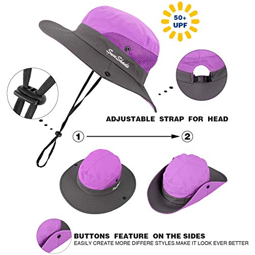 2 Pieces Children Sun Hat Wide Brim Foldable Cap Uv Protection Hat With Rope For Beach Fishing (Color Set 3) #TOP4