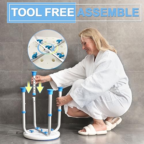 Souheilo SS07-BLUE-US-LO Adjustable Shower Chair For Inside Shower, Hsa/Fsa Eligible Round Shower Stool thumb #4