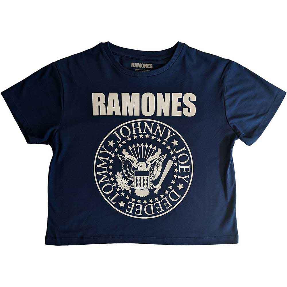 Ramones Crop Top T Shirt Presidential Seal Band Logo Official Womens Denim L