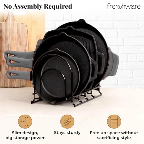 Image of Frenchware Heavy Duty 5-Tier Horizontally Tawa Stand Shelf, 12.2 x 9 inch | For Skillets, Griddles, Trays, Freestanding or Wall-Mounted, Space Saving