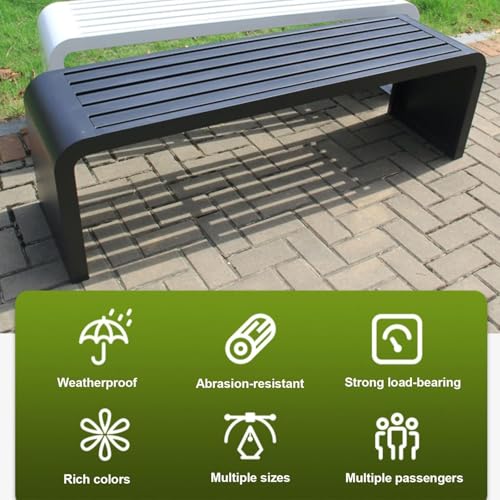 Genérico Banco de jardín Moderno para Exteriores: Acero galvanizado Resistente a la Intemperie, diseño sin Respaldo para Patio, césped, Porche y terrazas. Una Elegante solución de Asientos para Inter