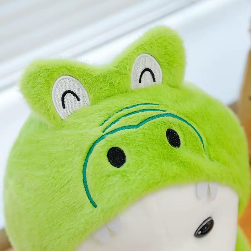 Image of Cute Panda Plush Toy 30 cm - Soft Stuffed Animal Hugging Doll for Kids, Girls & Boys | Adorable Kawaii Panda Bear Plushie for Decor & Gifts (Dino Hoodie Bear 30cm)